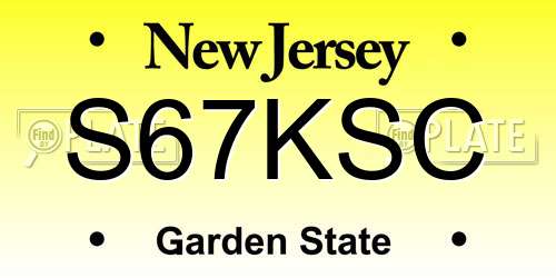 S67KSC New Jersey License Plate