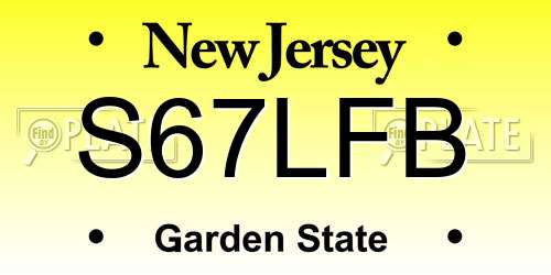 S67LFB New Jersey License Plate