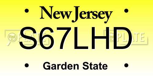 S67LHD New Jersey License Plate