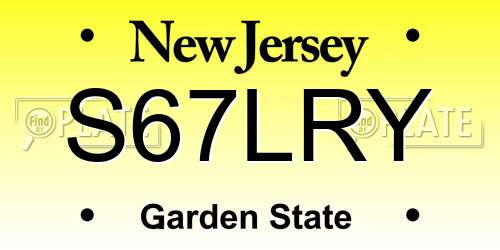 S67LRY New Jersey License Plate