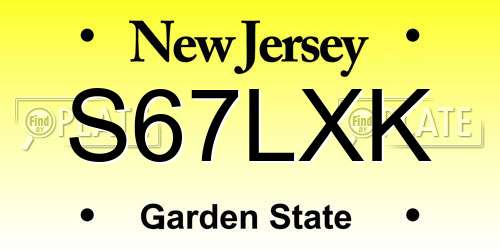 S67LXK New Jersey License Plate