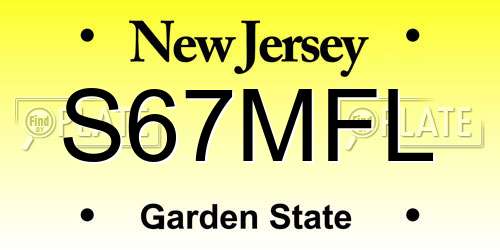 S67MFL New Jersey License Plate