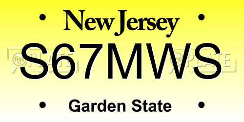 S67MWS New Jersey License Plate