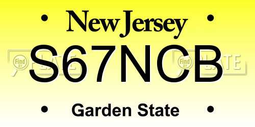 S67NCB New Jersey License Plate