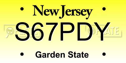 S67PDY New Jersey License Plate