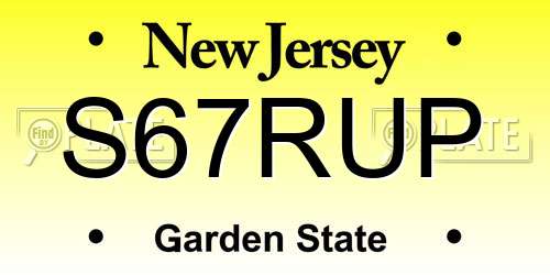S67RUP New Jersey License Plate