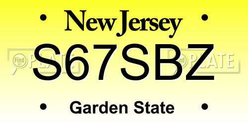 S67SBZ New Jersey License Plate