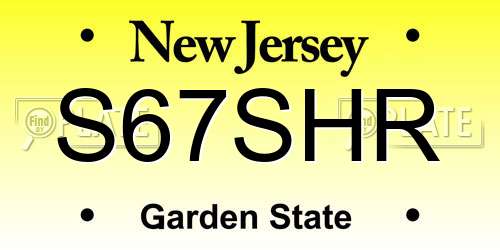S67SHR New Jersey License Plate