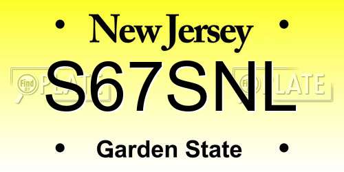 S67SNL New Jersey License Plate