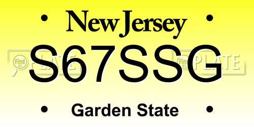 S67SSG New Jersey License Plate