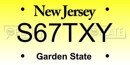 S67TXY New Jersey License Plate