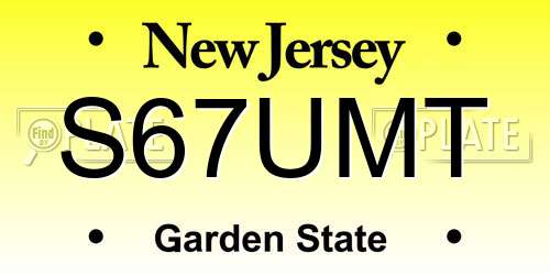 S67UMT New Jersey License Plate
