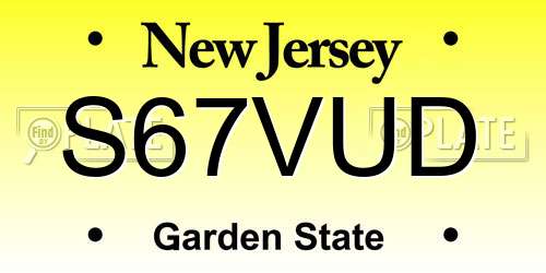 S67VUD New Jersey License Plate