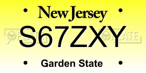 S67ZXY New Jersey License Plate