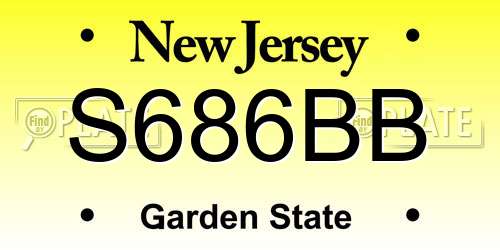 S686BB New Jersey License Plate