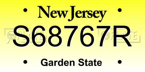 S68767R New Jersey License Plate