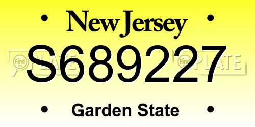 S689227 New Jersey License Plate