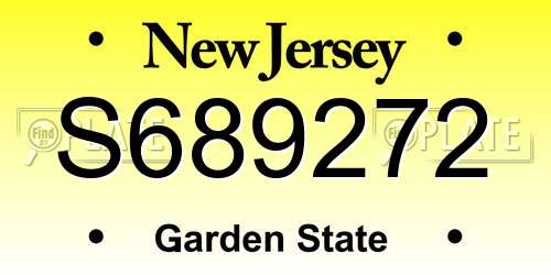 S689272 New Jersey License Plate