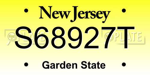 S68927T New Jersey License Plate