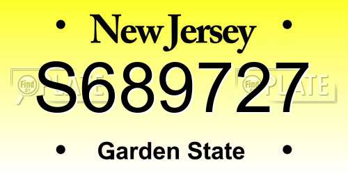S689727 New Jersey License Plate