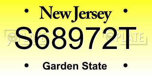 S68972T New Jersey License Plate