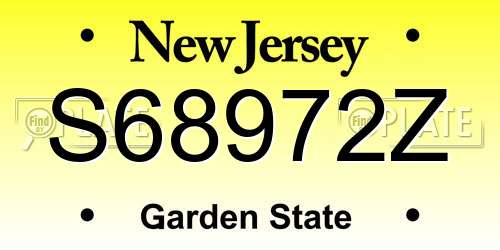 S68972Z New Jersey License Plate