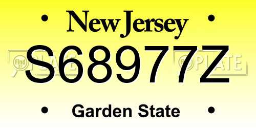 S68977Z New Jersey License Plate