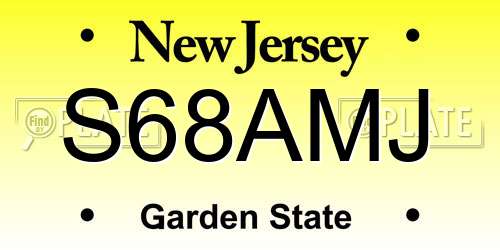 S68AMJ New Jersey License Plate