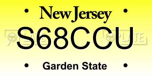 S68CCU New Jersey License Plate