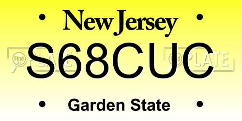 S68CUC New Jersey License Plate