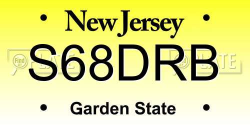 S68DRB New Jersey License Plate