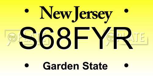 S68FYR New Jersey License Plate