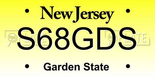 S68GDS New Jersey License Plate