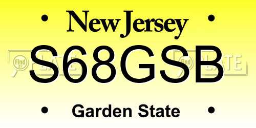 S68GSB New Jersey License Plate