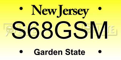 S68GSM New Jersey License Plate