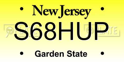 S68HUP New Jersey License Plate