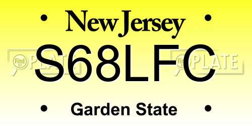 S68LFC New Jersey License Plate