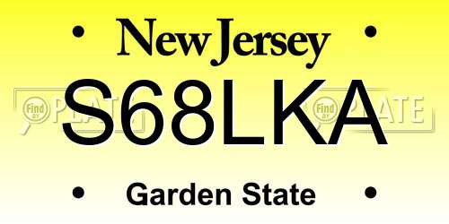 S68LKA New Jersey License Plate