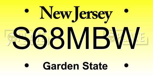 S68MBW New Jersey License Plate