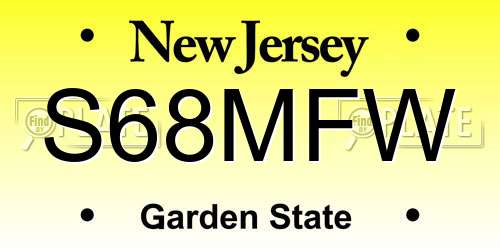 S68MFW New Jersey License Plate