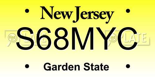 S68MYC New Jersey License Plate