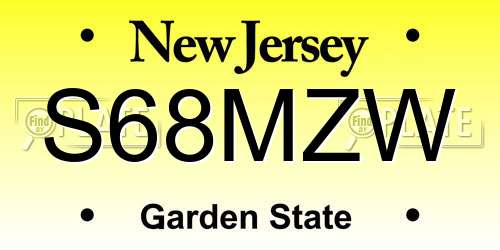 S68MZW New Jersey License Plate