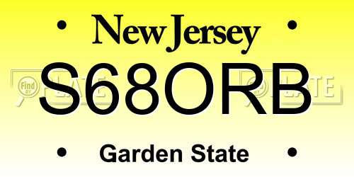 S68ORB New Jersey License Plate