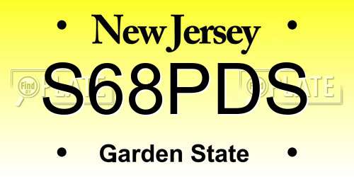 S68PDS New Jersey License Plate
