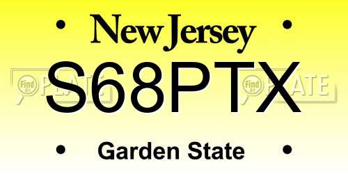 S68PTX New Jersey License Plate