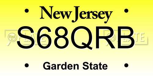 S68QRB New Jersey License Plate