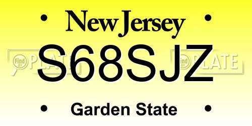 S68SJZ New Jersey License Plate