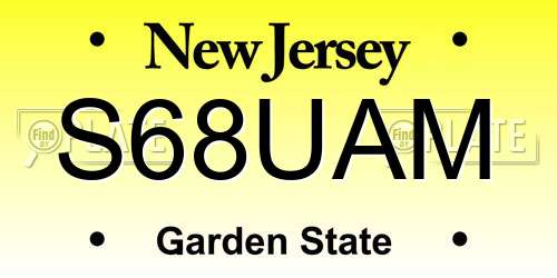 S68UAM New Jersey License Plate