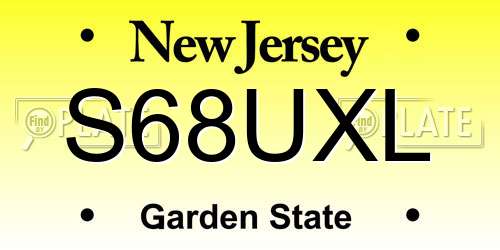 S68UXL New Jersey License Plate