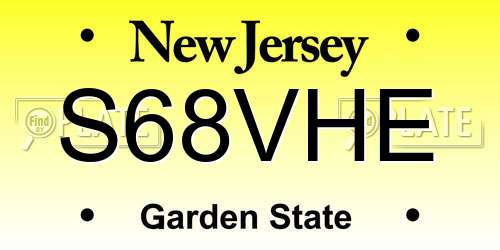 S68VHE New Jersey License Plate